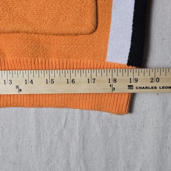 Steady Hands Ladies' Cardigan Small Orange Black Striped Collar Button-Up Rare - Picture 7 of 16